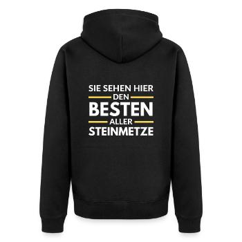 Sie sehen hier den Besten aller Steinmetze - Unisex Premium Bio Zip Hoodie - Schwarz - Hinten - Nico (187cm)