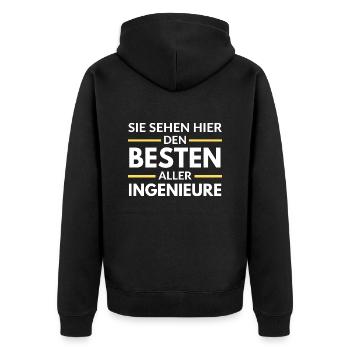Sie sehen hier den Besten aller Ingenieure - Unisex Premium Bio Zip Hoodie - Schwarz - Hinten - Nico (187cm)