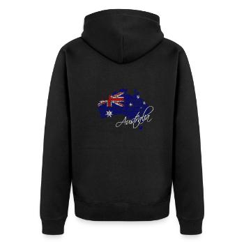Australien - Australia - Unisex Premium Bio Zip Hoodie - Schwarz - Hinten - Nico (187cm)
