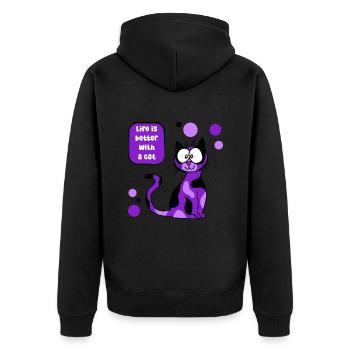 La vie est meilleure avec un chat ! - Veste à capuche bio Premium Unisexe - noir - Dos - Nico (187cm)