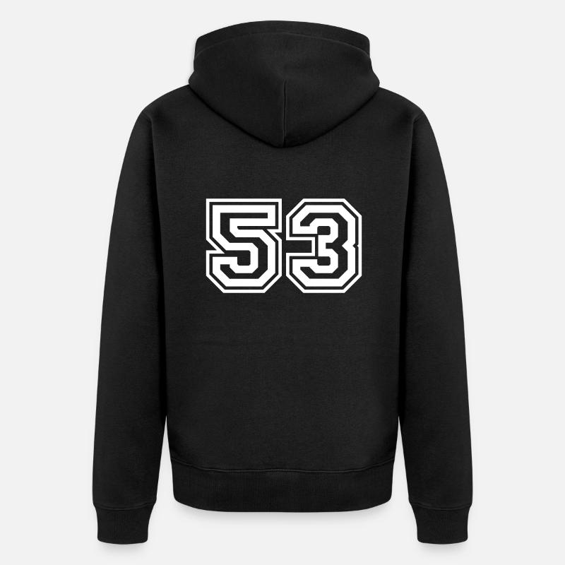 53 Numéro de numéro - Veste à capuche bio Premium Unisexe - noir