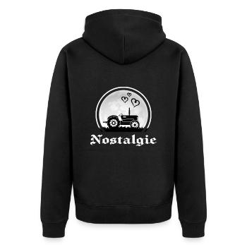 Traktor Traktorfahrer "Trecker-Nostalgie" - Unisex Premium Bio Zip Hoodie - Schwarz - Hinten - Nico (187cm)