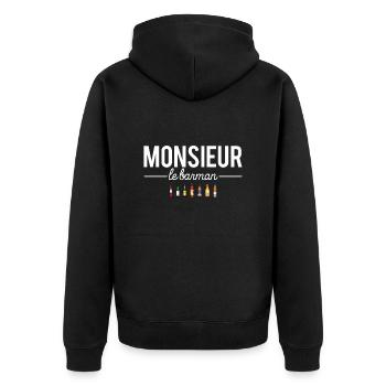 Monsieur le barman meilleur barman humour - Veste à capuche bio Premium Unisexe - noir - Dos - Nico (187cm)