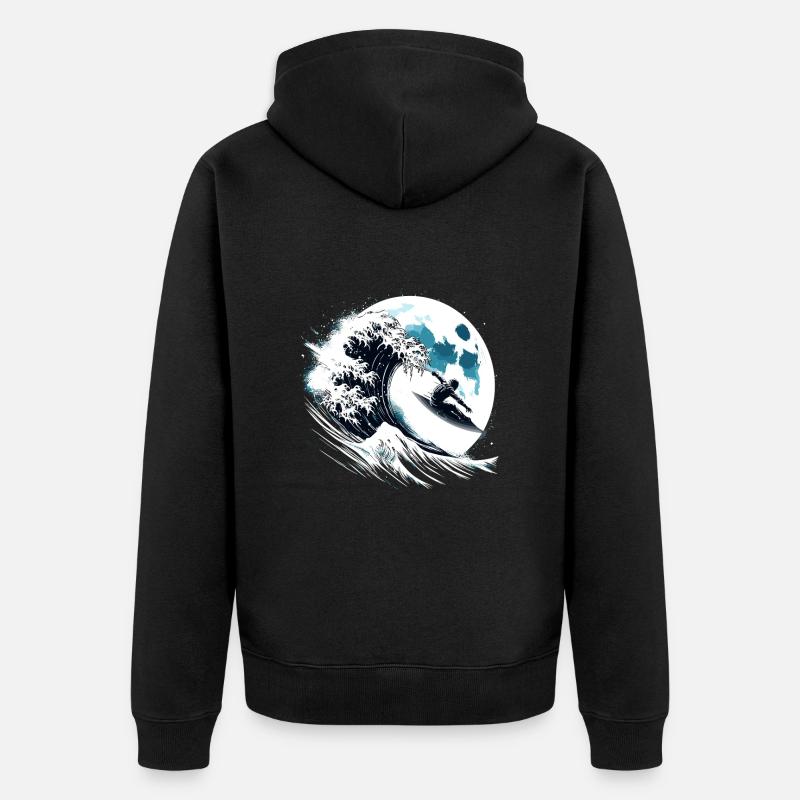 Astronaute Surfeur Moon Surfer - Veste à capuche bio Premium Unisexe - noir