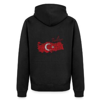 Türkiye Türkei - Unisex Premium Bio Zip Hoodie - Schwarz - Hinten - Nico (187cm)