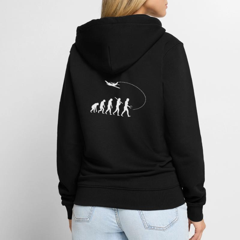 Evolution des Piloten Unisex Premium Bio Zip Hoodie