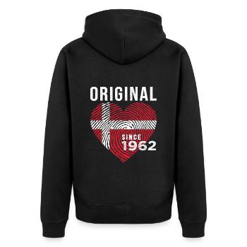 anniversary 1962 original since 1962 Denmark - Unisex Premium Organic Zip Hoodie - black - Back - Nico (187cm)
