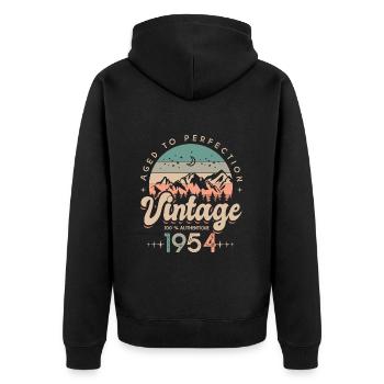 1954 Vintage anniversaire Né en 1954 - Veste à capuche bio Premium Unisexe - noir - Dos - Nico (187cm)