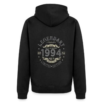 1994 Jubiläum Legendär Geboren 1994 - Unisex Premium Bio Zip Hoodie - Schwarz - Hinten - Nico (187cm)