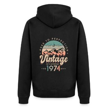 1974 Vintage anniversaire Né en 1974 - Veste à capuche bio Premium Unisexe - noir - Dos - Nico (187cm)