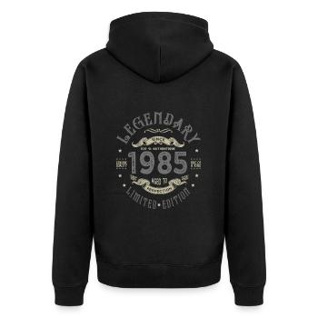 1985 Legendärer Geburtstag Geboren 1985 - Unisex Premium Bio Zip Hoodie - Schwarz - Hinten - Nico (187cm)