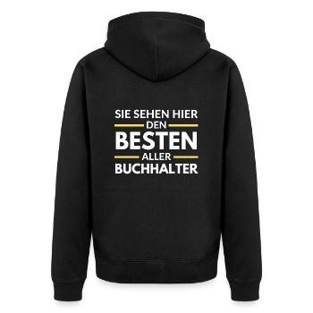 Sie sehen hier den Besten aller Buchhalter - Unisex Premium Bio Zip Hoodie - Schwarz - Hinten - Nico (187cm)