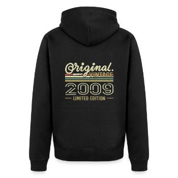 2009 Retro Birthday 2009 Original 2009 Vintage - Unisex Premium Organic Zip Hoodie - black - Back - Nico (187cm)