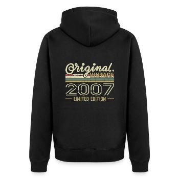 2007 Retro Geburtstag 2007 Original 2007 Jahrgang - Unisex Premium Bio Zip Hoodie - Schwarz - Hinten - Nico (187cm)