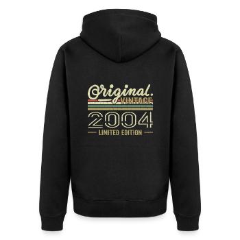 2004 Retro Jubiläum 2004 Original Jahrgang 2004 - Unisex Premium Bio Zip Hoodie - Schwarz - Hinten - Nico (187cm)