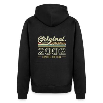 2002 Retro Geburtstag 2002 Original 2002 Jahrgang - Unisex Premium Bio Zip Hoodie - Schwarz - Hinten - Nico (187cm)