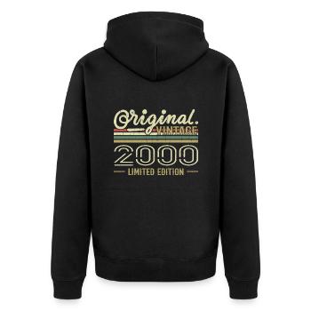 2000 Retro Anniversary 2000 Original 2000 Vintage - Unisex Premium Organic Zip Hoodie - black - Back - Nico (187cm)