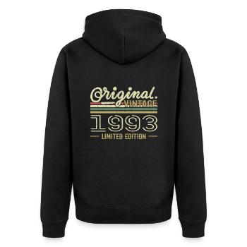 1993 Retro Birthday 1993 Original 1993 Vintage - Unisex Premium Organic Zip Hoodie - black - Back - Nico (187cm)