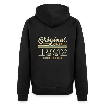 1992 Retro Birthday 1992 Original 1992 Vintage - Unisex Premium Organic Zip Hoodie - black - Back - Nico (187cm)