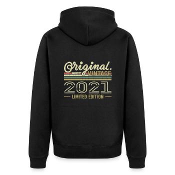 2021 Retro Birthday 2021 Original 2021 Vintage - Unisex Premium Organic Zip Hoodie - black - Back - Nico (187cm)