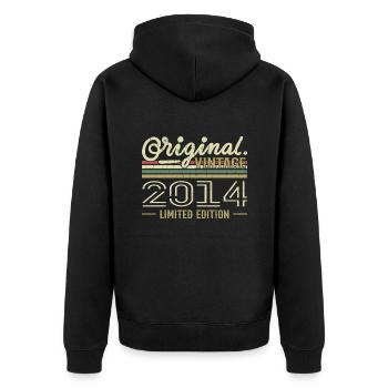2014 Anniversaire Rétro 2014 Original 2014 Vintage - Veste à capuche bio Premium Unisexe - noir - Dos - Nico (187cm)