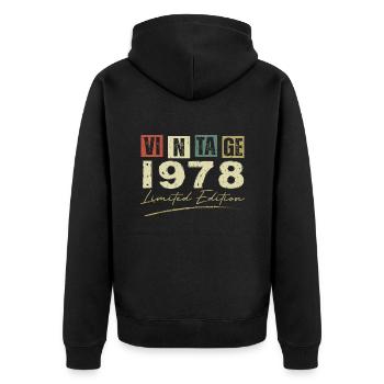 Vintage 1978 Original 1978 Anniversary Gift - Unisex Premium Organic Zip Hoodie - black - Back - Nico (187cm)