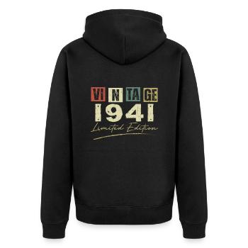 Vintage 1941 Original Cadeau Anniversaire 1941 - Veste à capuche bio Premium Unisexe - noir - Dos - Nico (187cm)