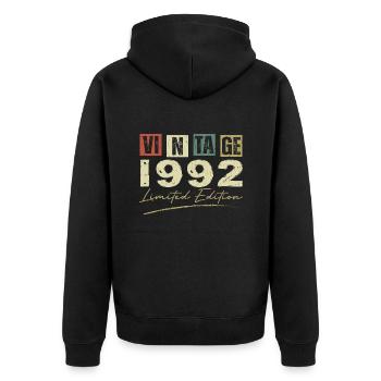 Vintage 1992 Original Anniversary Gift 1992 - Unisex Premium Organic Zip Hoodie - black - Back - Nico (187cm)