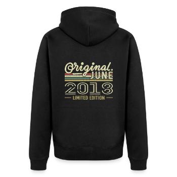 June 2018 Birthday June 2018 - Born in June 2018 - Unisex Premium Organic Zip Hoodie - black - Back - Nico (187cm)