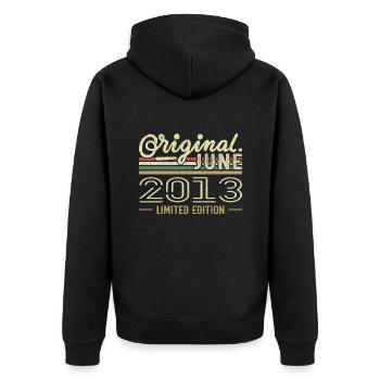 Juin 2013 Anniversaire Juin 2013 - Né en Juin 2013 - Veste à capuche bio Premium Unisexe - noir - Dos - Nico (187cm)