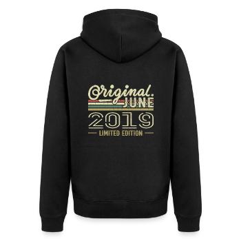 June 2019 Birthday June 2019 - Born in June 2019 - Unisex Premium Organic Zip Hoodie - black - Back - Nico (187cm)