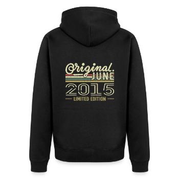 June 2015 Birthday June 2015 - Born in June 2015 - Unisex Premium Organic Zip Hoodie - black - Back - Nico (187cm)