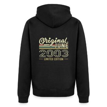 June 2003 Birthday June 2003 - Born in June 2003 - Unisex Premium Organic Zip Hoodie - black - Back - Nico (187cm)