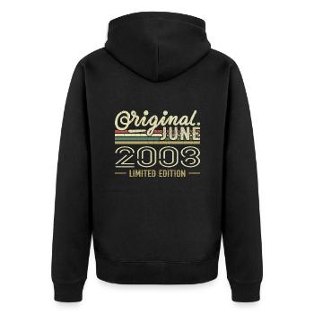 June 2008 Birthday June 2008 - Born in June 2008 - Unisex Premium Organic Zip Hoodie - black - Back - Nico (187cm)