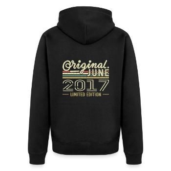 June 2017 Birthday June 2017 - Born in June 2017 - Unisex Premium Organic Zip Hoodie - black - Back - Nico (187cm)