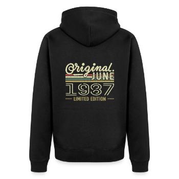 Juin 1987 Anniversaire Juin 1987 - Né en Juin 1987 - Veste à capuche bio Premium Unisexe - noir - Dos - Nico (187cm)