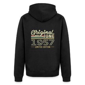 June 1957 Birthday June 1957 - Born in June 1957 - Unisex Premium Organic Zip Hoodie - black - Back - Nico (187cm)