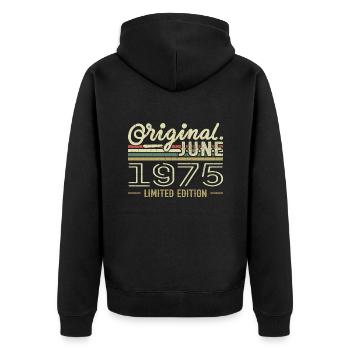 Juin 1975 Anniversaire Juin 1975 - Né en Juin 1975 - Veste à capuche bio Premium Unisexe - noir - Dos - Nico (187cm)