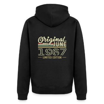 June 1967 Birthday June 1967 - Born in June 1967 - Unisex Premium Organic Zip Hoodie - black - Back - Nico (187cm)