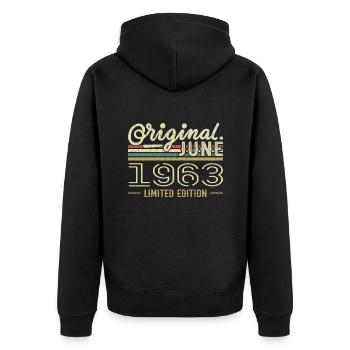 June 1963 Birthday June 1963 - Born in June 1963 - Unisex Premium Organic Zip Hoodie - black - Back - Nico (187cm)