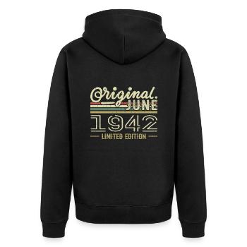 June 1942 Birthday June 1942 - Born in June 1942 - Unisex Premium Organic Zip Hoodie - black - Back - Nico (187cm)