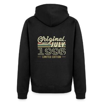 Juli 1996 Original Geburtstagsgeschenk 1996 - Unisex Premium Bio Zip Hoodie - Schwarz - Hinten - Nico (187cm)