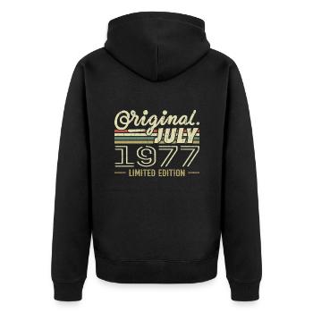 Juillet 1977 Original Cadeau Anniversaire 1977 - Veste à capuche bio Premium Unisexe - noir - Dos - Nico (187cm)