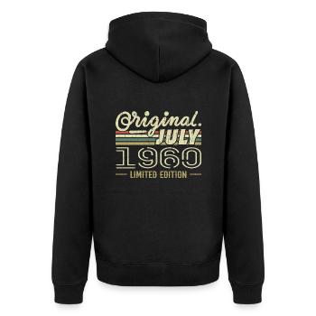 July 1960 Original 1960 Birthday Gift - Unisex Premium Organic Zip Hoodie - black - Back - Nico (187cm)