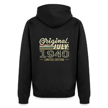 Juillet 1940 Original Cadeau Anniversaire 1940 - Veste à capuche bio Premium Unisexe - noir - Dos - Nico (187cm)