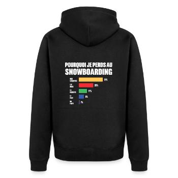 Snowboarding jersey I can't I have snowboarding - Unisex Premium Organic Zip Hoodie - black - Back - Nico (187cm)