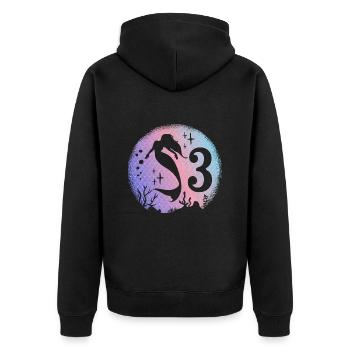 Sirène Anniversaire Fille 3 ans Sirène - Veste à capuche bio Premium Unisexe - noir - Dos - Nico (187cm)