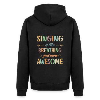 Chanter, c’est comme respirer, c’est juste plus génial ! Rétro - Veste à capuche bio Premium Unisexe - noir - Dos - Nico (187cm)