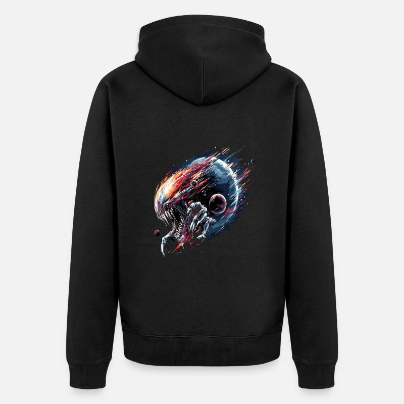 Alien Creature Planet Sci-Fi - Unisex Premium Bio Zip Hoodie - Schwarz