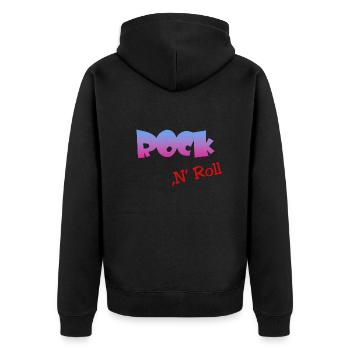 Rock n Roll - Unisex Premium Bio Zip Hoodie - Schwarz - Hinten - Nico (187cm)